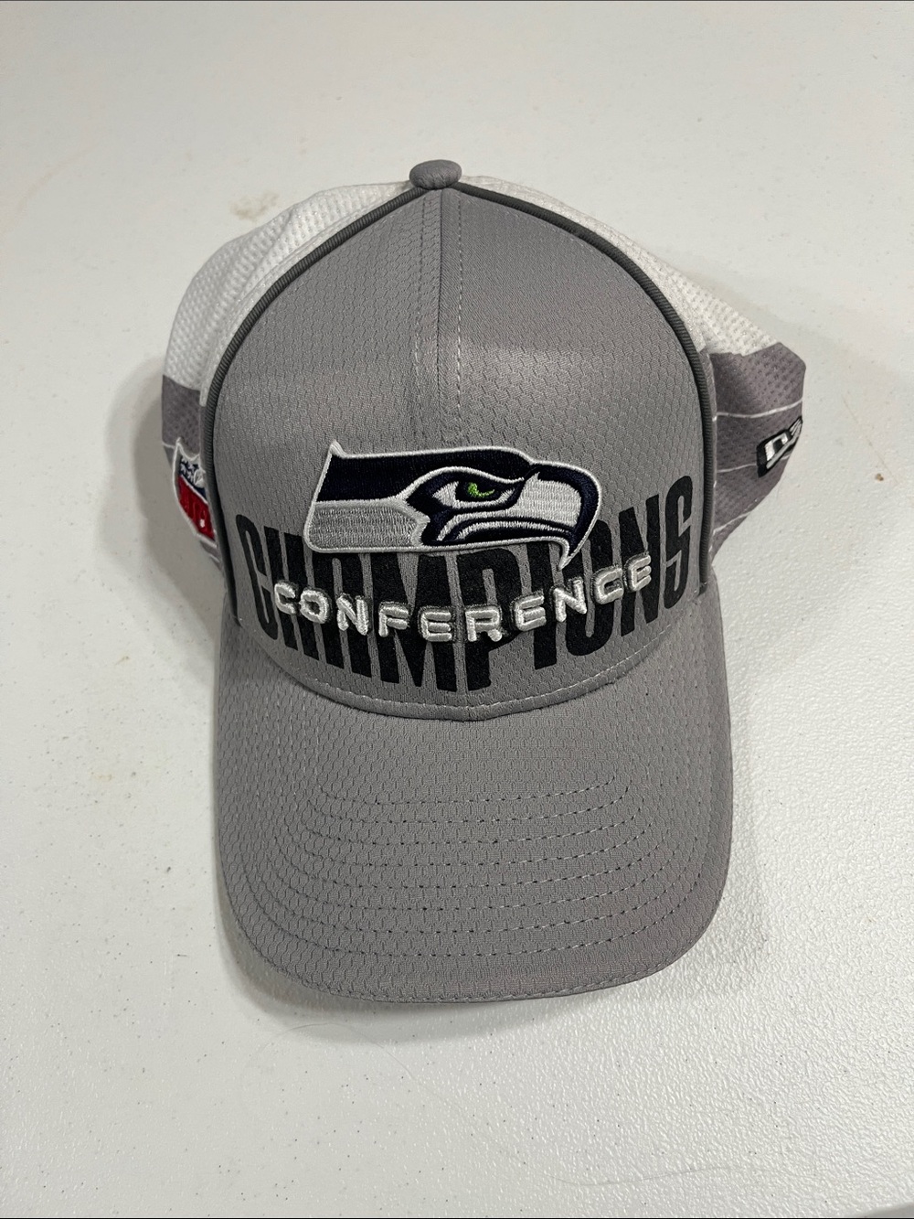 New Era Seattle Seahawks Gray and White Conference Logo Hat